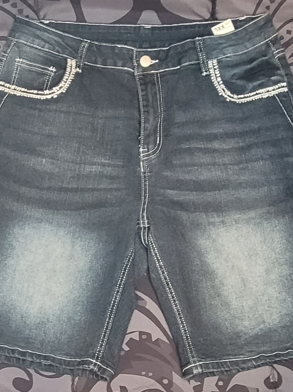 SHEIN Dark Blue Washed Cropped Denim Jeans